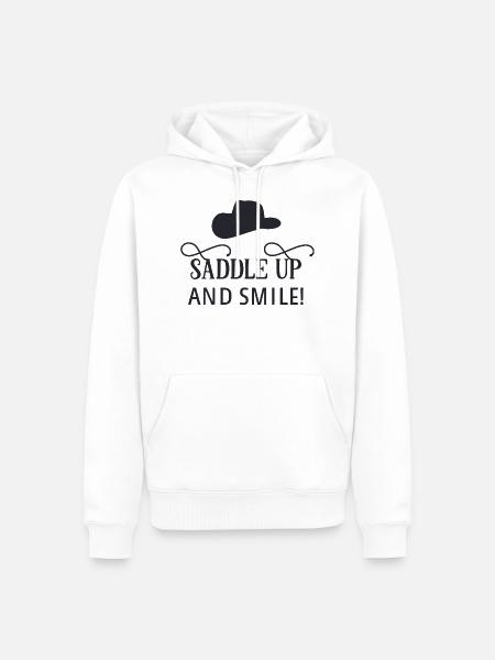Saddle up and smile - Men’s Premium Organic Hoodie - white