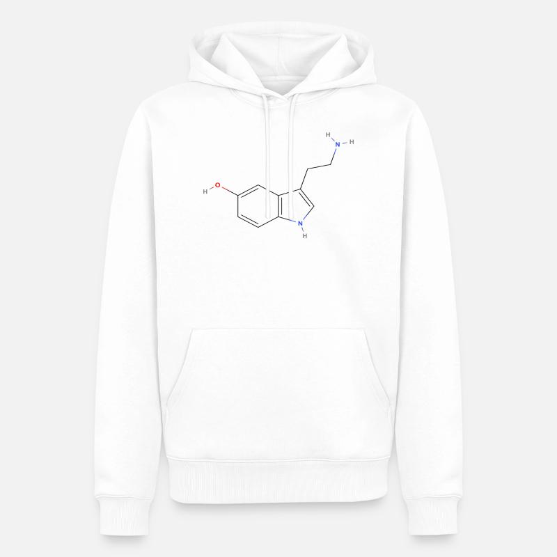 Serotonin-Molekül - Farbige Strukturformel - Männer Premium Bio Hoodie - Weiß