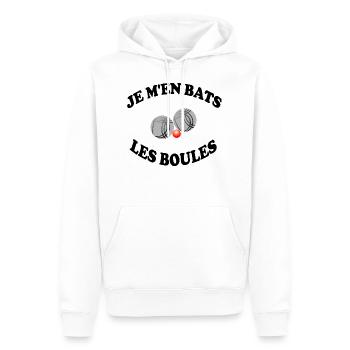 Je m'en bats les boules ! humour pétanque cadeau - Sweat à capuche Premium bio Homme - blanc - Devant - Nico (187cm)