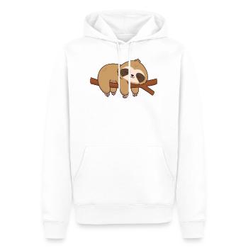 Faultier schlafen Ast müde Müdigkeit faul ausruhen - Männer Premium Bio Hoodie - Weiß - Vorne - Nico (187cm)