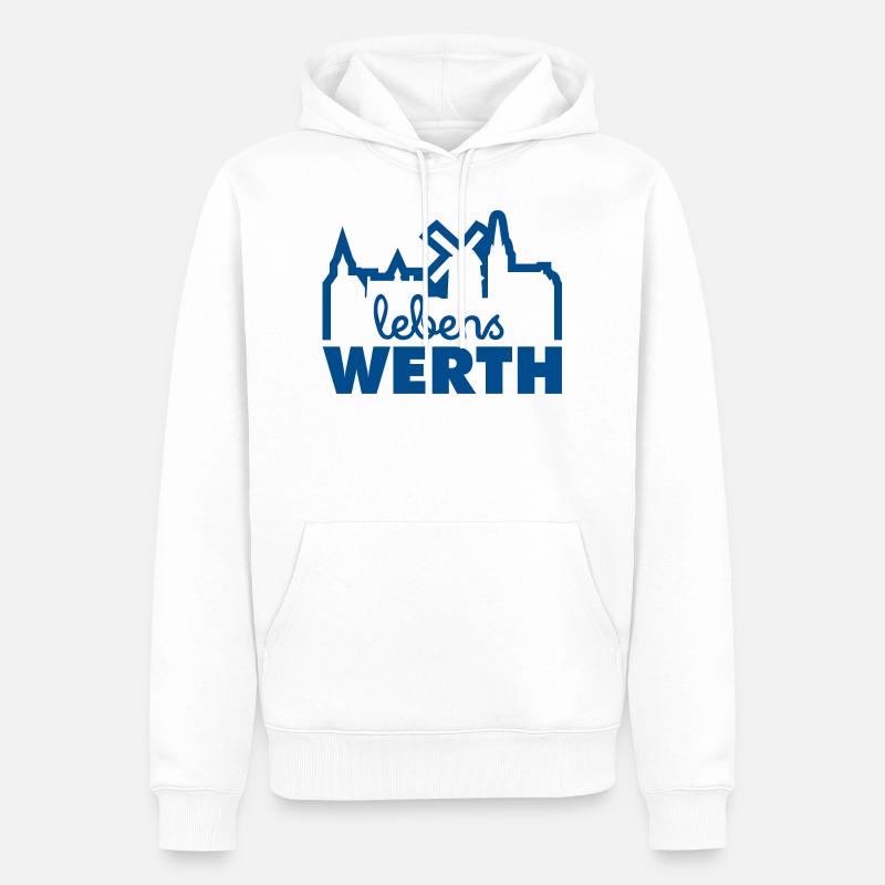 Werth - Lebens WERTH - Skyline - Männer Premium Bio Hoodie - Weiß