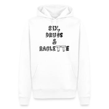 Sex, Drugs & Raclette - Sweat à capuche Premium bio Homme - blanc - Devant - Nico (187cm)