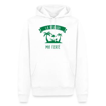 La Réunion Ma Fierté - Sweat à capuche Premium bio Homme - blanc - Devant - Nico (187cm)
