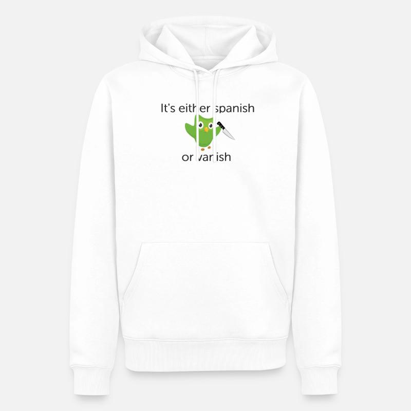 Duolingo Motivation Espagnol - Sweat à capuche Premium bio Homme - blanc
