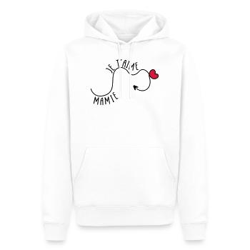 Mamie je t'aime ! - Sweat à capuche Premium bio Homme - blanc - Devant - Nico (187cm)