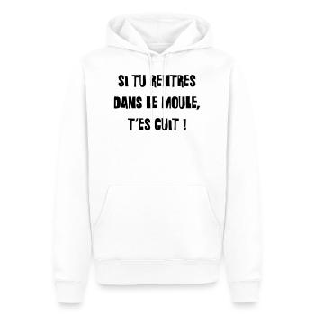 Si tu rentres dans le moule, t'es cuit ! - Sweat à capuche Premium bio Homme - blanc - Devant - Nico (187cm)