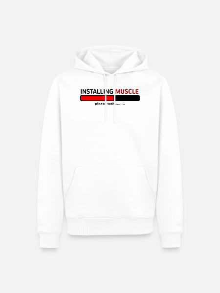 INSTALLING MUSCLE PLEASE WAIT..... - Sweat à capuche Premium bio Homme - blanc