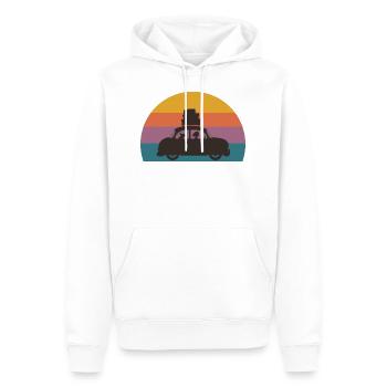 Vacances femme avec chien dans voiture cadeau idée - Sweat à capuche Premium bio Homme - blanc - Devant - Nico (187cm)