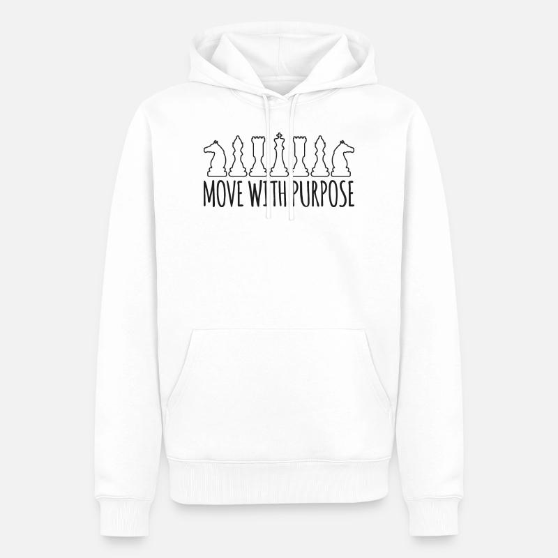 Move with purpose cadeau d’échecs maître de la pensée - Sweat à capuche Premium bio Homme - blanc
