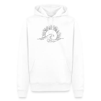 Minimalistische Welle - Männer Premium Bio Hoodie - Weiß - Vorne - Nico (187cm)