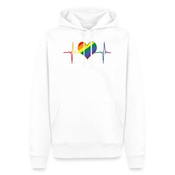 LGBT Arc-en-ciel Gay Coeur Homosexualité - Sweat à capuche Premium bio Homme - blanc - Devant - Nico (187cm)