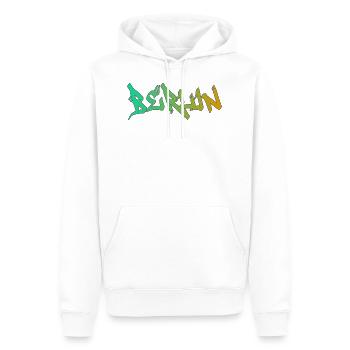 Berlin Schriftzug #002 - Männer Premium Bio Hoodie - Weiß - Vorne - Nico (187cm)