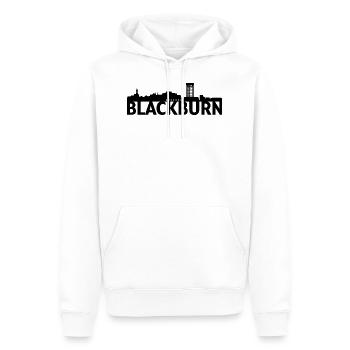 Blackburn England Skyline Gift Idea UK - Men’s Premium Organic Hoodie - white - Front - Nico (187cm)