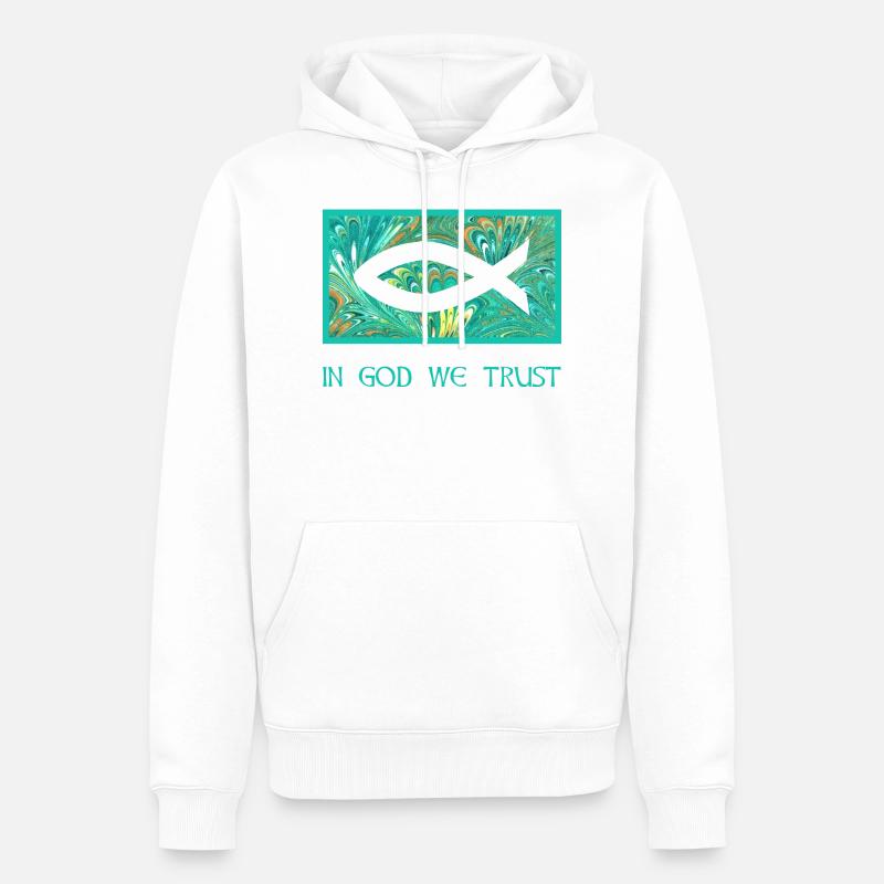 fisch ichthys e 71 - Sweat à capuche Premium bio Homme - blanc
