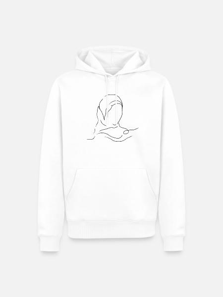Hijab Kopftuch Lineart Minimalistisch - Männer Premium Bio Hoodie - Weiß