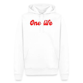One life qu'une vie profiter - Sweat à capuche Premium bio Homme - blanc - Devant - Nico (187cm)