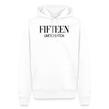 15 . Anniversaire cadeau 15 ans - Sweat à capuche Premium bio Homme - blanc - Devant - Nico (187cm)