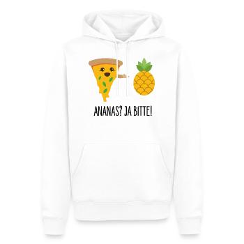 Pizza Hawaii Pizza mit Ananas Ananas? Ja Bitte! - Männer Premium Bio Hoodie - Weiß - Vorne - Nico (187cm)