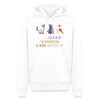 Fat Sleep warrior cats repeat - Männer Premium Bio Hoodie - Weiß - Vorne - Nico (187cm)