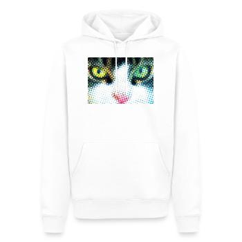 Katzenaugen im Pop-Art Stil - Männer Premium Bio Hoodie - Weiß - Vorne - Nico (187cm)