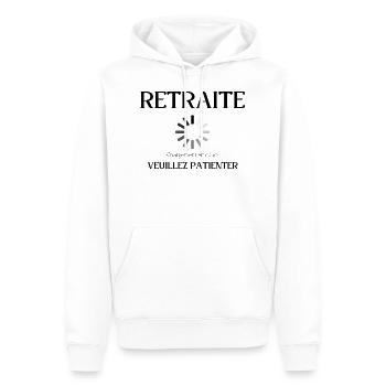 RETRAITE chargement en cours Veuillez patienter - Sweat à capuche Premium bio Homme - blanc - Devant - Nico (187cm)