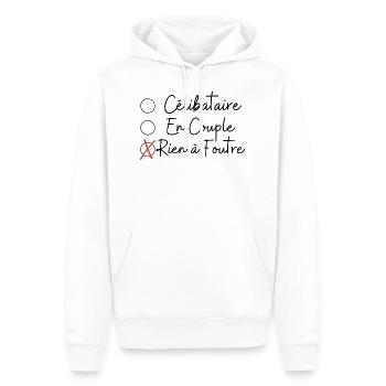 celibataire en couple rien a foutre - Sweat à capuche Premium bio Homme - blanc - Devant - Nico (187cm)
