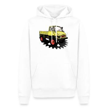 Unimog - Oldtimer - Offroad - Dispositif moteur universel - Sweat à capuche Premium bio Homme - blanc - Devant - Nico (187cm)