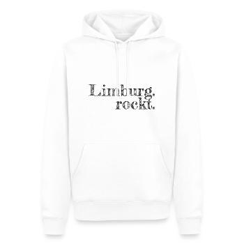 Lörrach rockt - Textdesign mit Stadtnamen - Männer Premium Bio Hoodie - Weiß - Vorne - Nico (187cm)