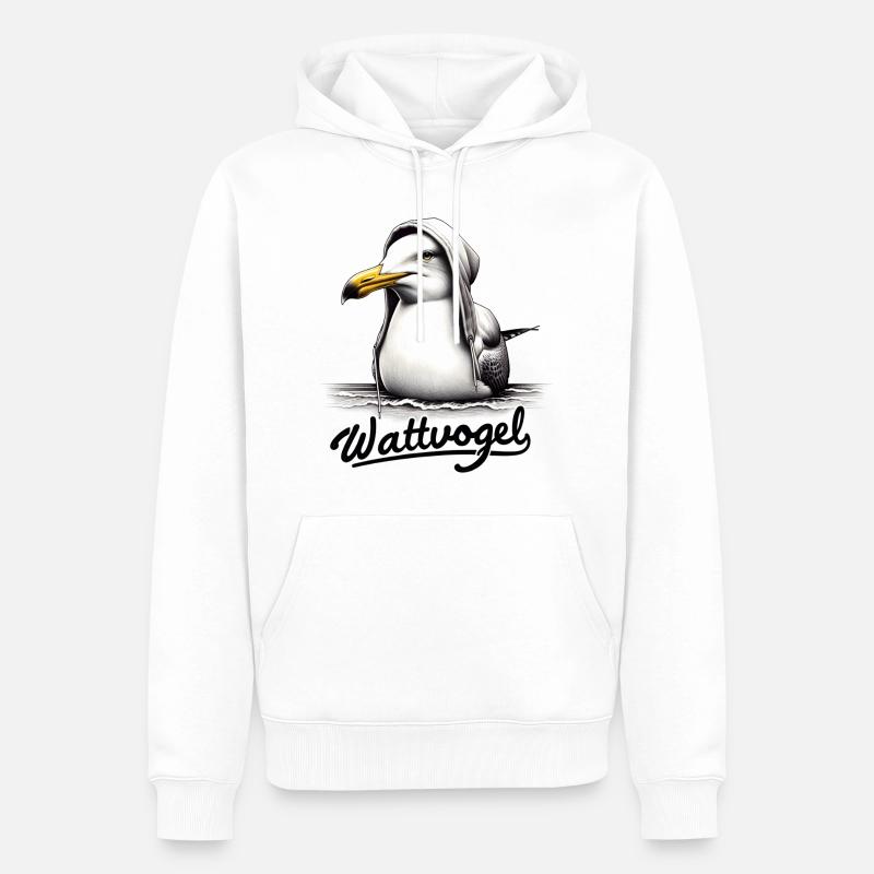 Wattvogel Coole Möwe mit Kapuze - Männer Premium Bio Hoodie - Weiß