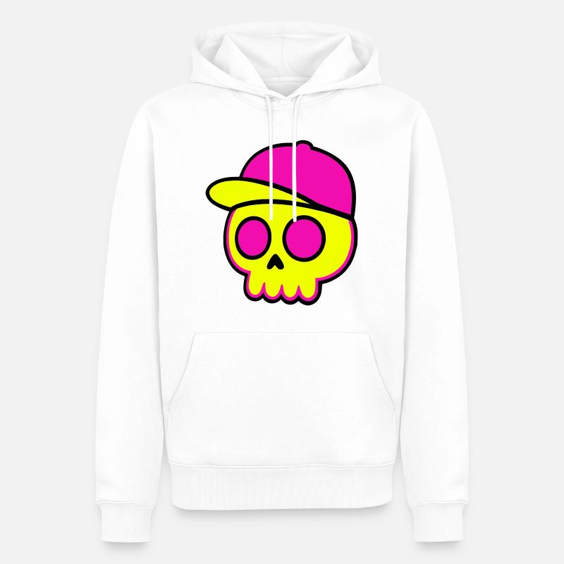 Conception de calotte crânienne néon - Sweat à capuche Premium bio Homme - blanc