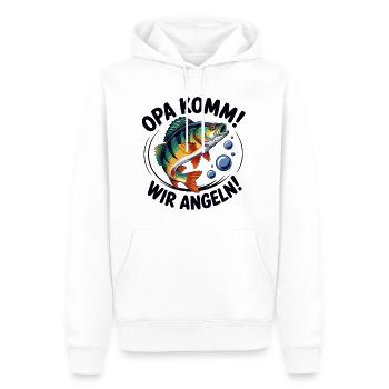 Opa kommt, wir angeln! - Männer Premium Bio Hoodie - Weiß - Vorne - Nico (187cm)