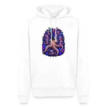 Neon Octopus Rave Kamerateam - Männer Premium Bio Hoodie - Weiß - Vorne - Nico (187cm)