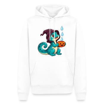 Kuscheldino Halloween Kürbis - Männer Premium Bio Hoodie - Weiß - Vorne - Nico (187cm)