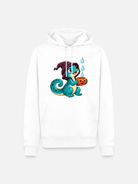 Kuscheldino Halloween Kürbis - Männer Premium Bio Hoodie - Weiß