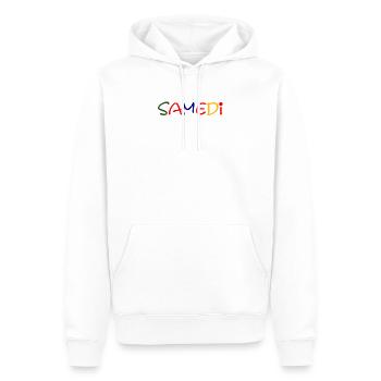 Samedi - Sweat à capuche Premium bio Homme - blanc - Devant - Nico (187cm)