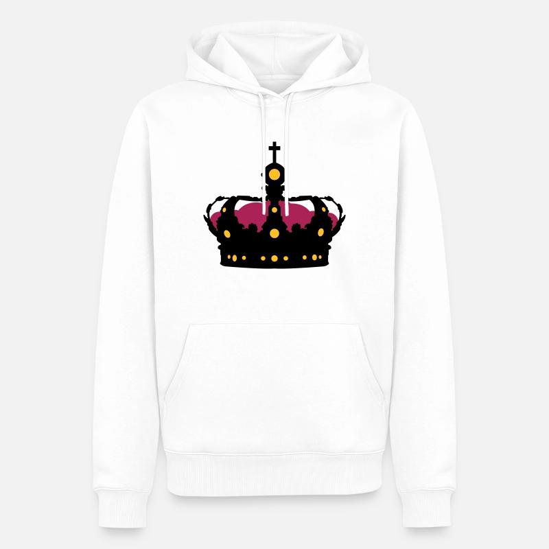Krone - Männer Premium Bio Hoodie - Weiß