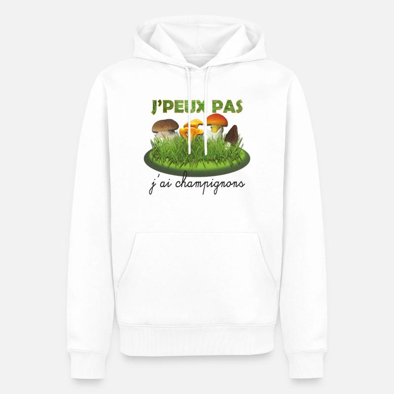 Je peux pas j ai champignons N - Sweat à capuche Premium bio Homme - blanc