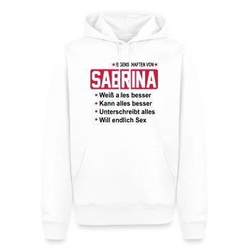 sabrina - Männer Premium Bio Hoodie - Weiß - Vorne - Nico (187cm)