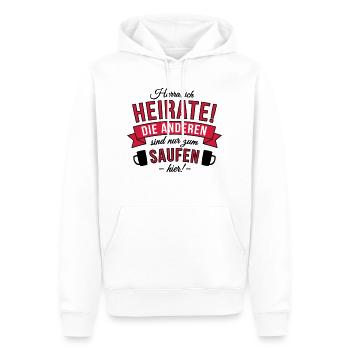 Ich heirate, die Anderen sind nur zum Saufen hier! - Männer Premium Bio Hoodie - Weiß - Vorne - Nico (187cm)