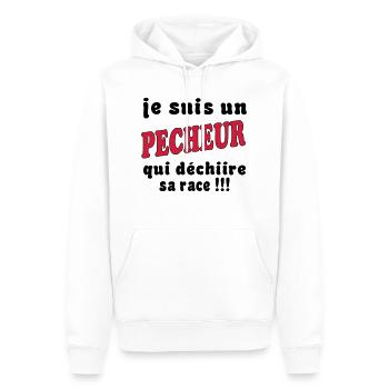 Je suis un pêcheur qui déchire - Sweat à capuche Premium bio Homme - blanc - Devant - Nico (187cm)