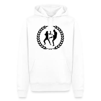 fighter design - Männer Premium Bio Hoodie - Weiß - Vorne - Nico (187cm)
