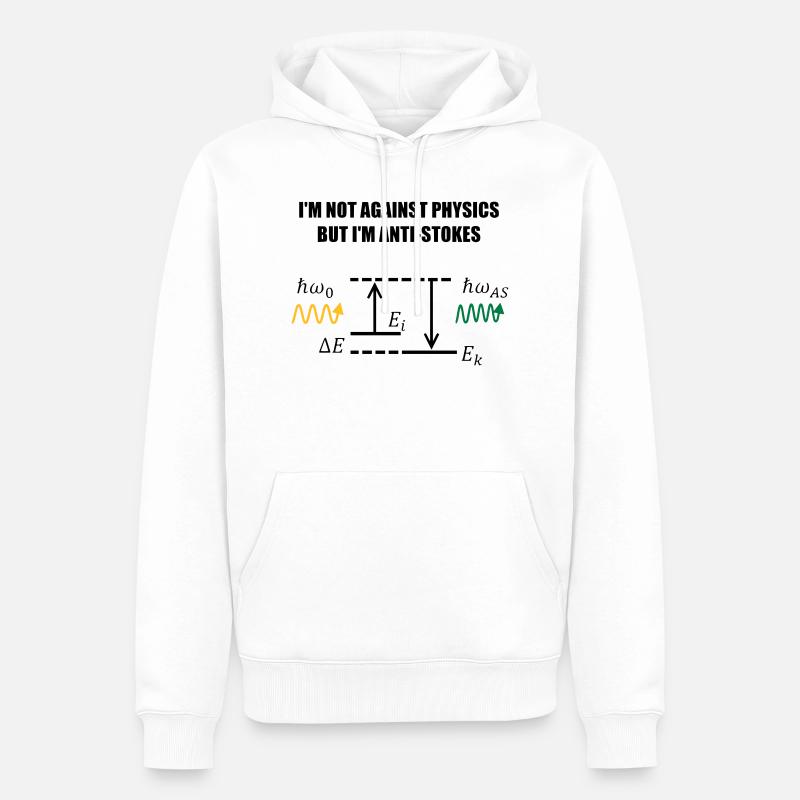 Physics Joke: Anti-Stokes Shift - Männer Premium Bio Hoodie - Weiß