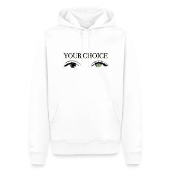 Your Choice - climate change - Männer Premium Bio Hoodie - Weiß - Vorne - Nico (187cm)