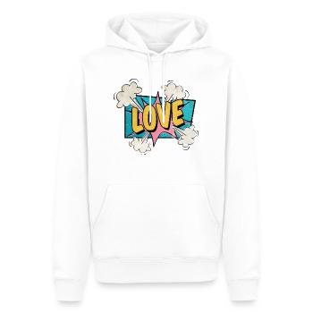 Love exploding BD style amoureux - Sweat à capuche Premium bio Homme - blanc - Devant - Nico (187cm)