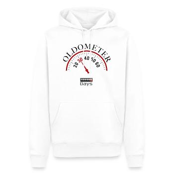 Oldometer 30e anniversaire - Sweat à capuche Premium bio Homme - blanc - Devant - Nico (187cm)