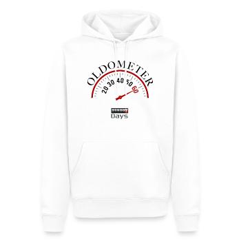 Oldometer 60e anniversaire - Sweat à capuche Premium bio Homme - blanc - Devant - Nico (187cm)
