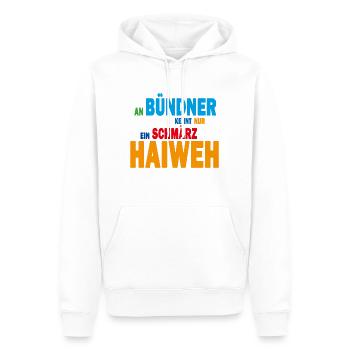 An Bündner kennt nur ein schmärz Haiweh - Männer Premium Bio Hoodie - Weiß - Vorne - Nico (187cm)