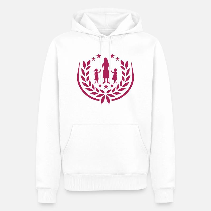 Logo 2 Töchter Mutter - Männer Premium Bio Hoodie - Weiß