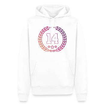 14 Zahl Kranz - Männer Premium Bio Hoodie - Weiß - Vorne - Nico (187cm)