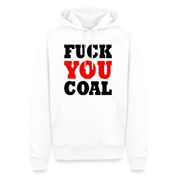 Fuck you coal - Sweat à capuche Premium bio Homme - blanc - Devant - Nico (187cm)
